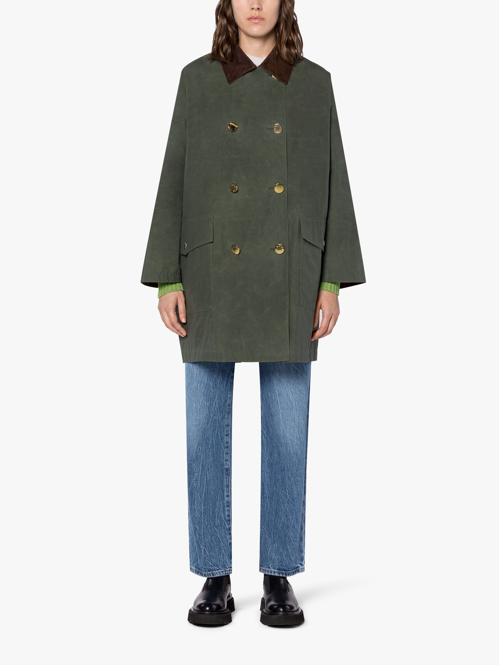 HUMBIE GREEN WAXED COTTON OVERCOAT - 3