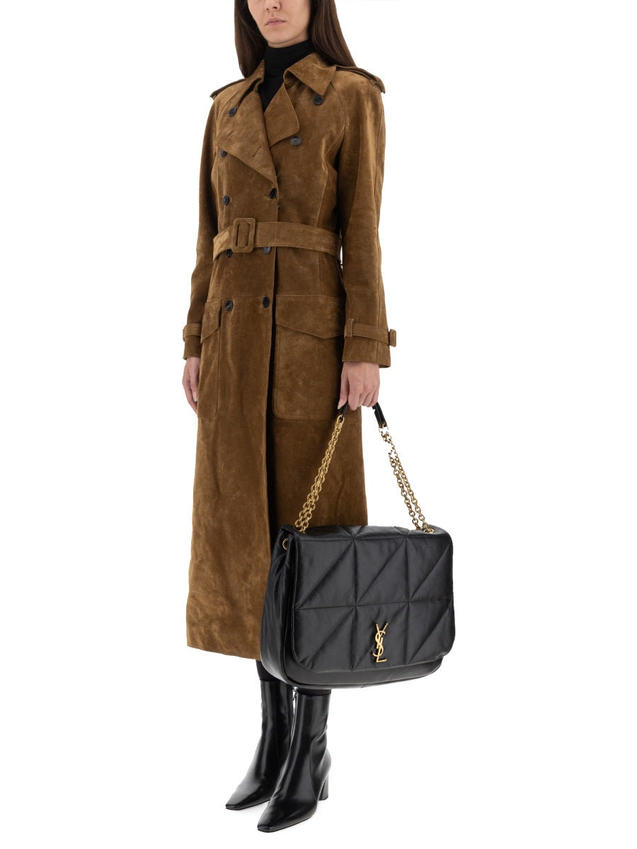 Saint Laurent Women Suede Trench Coat - 2