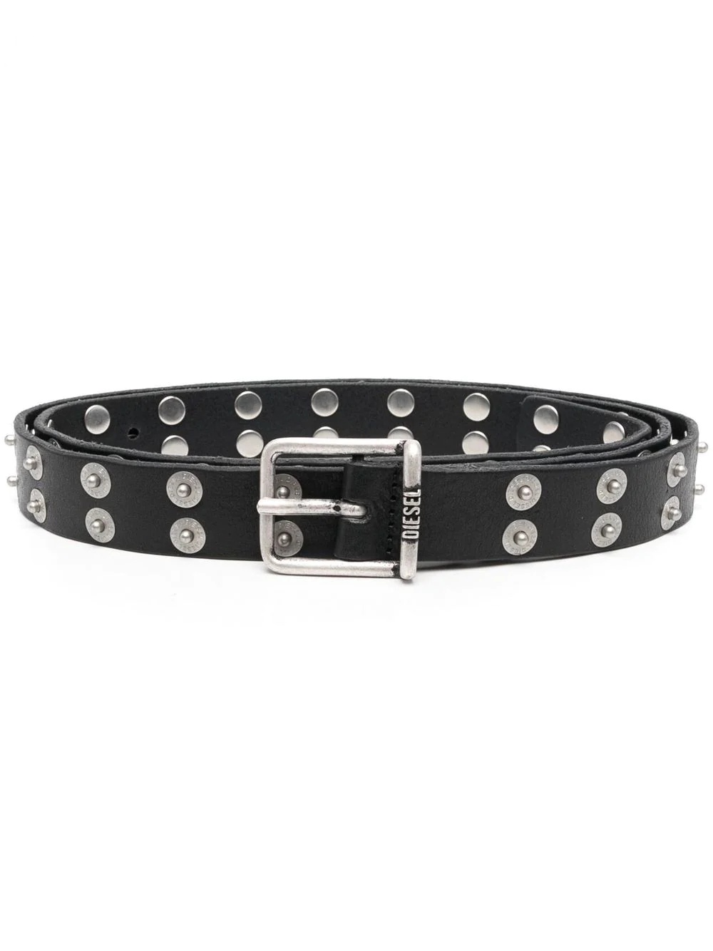 logo-studded leather buckle belt - 1