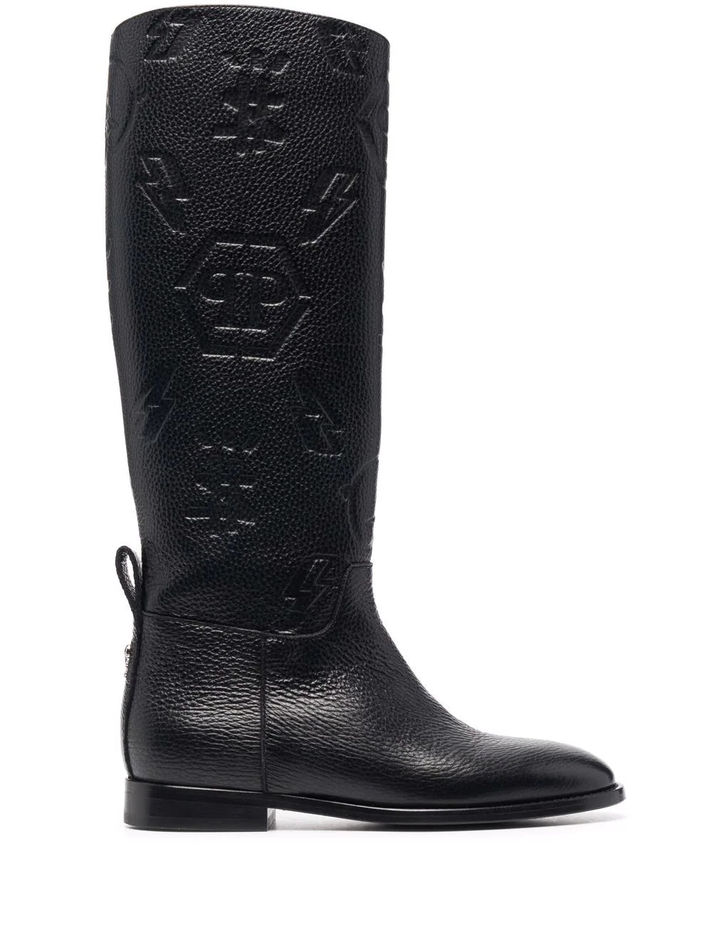 embossed-logo knee-high boots - 1