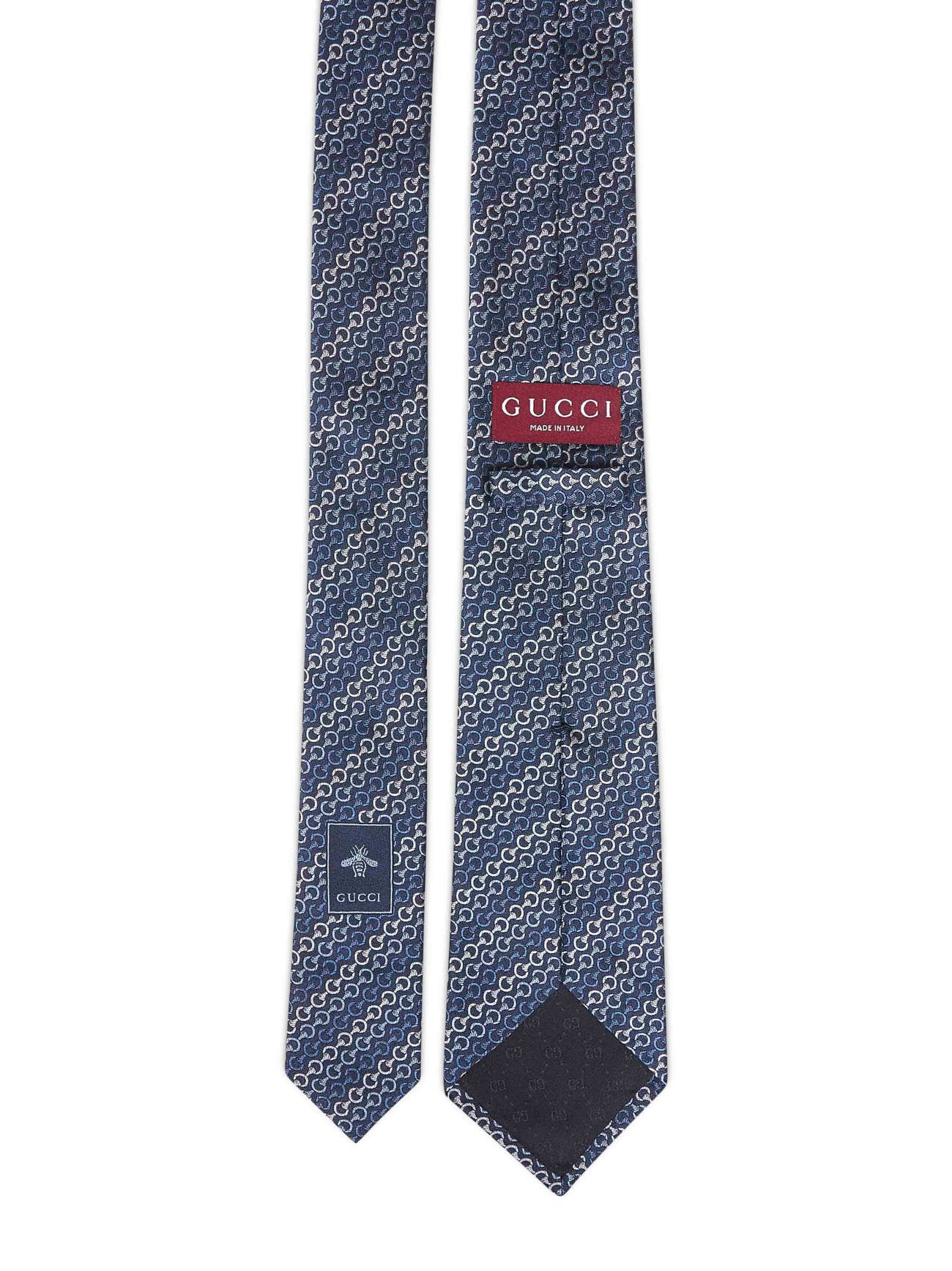 Gucci Men Blue Horsebit Silk Jacquard Tie - 2