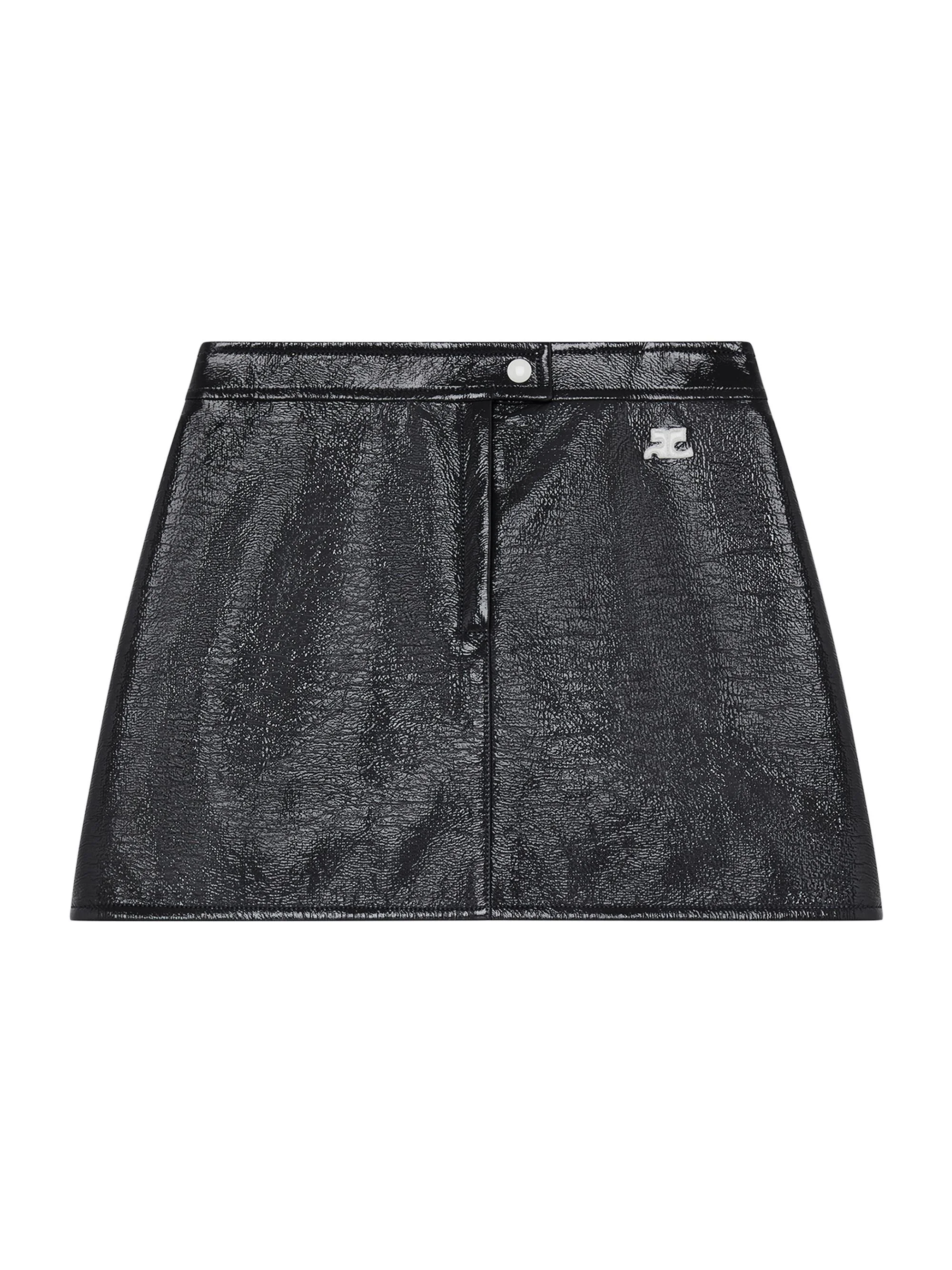 Women's Reedition Vinyl A-Line Miniskirt - Black - 1