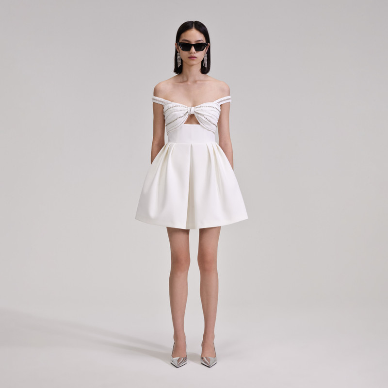 self-portrait White Diamante Bust Mini Dress - PF23-007S-W | REVERSIBLE