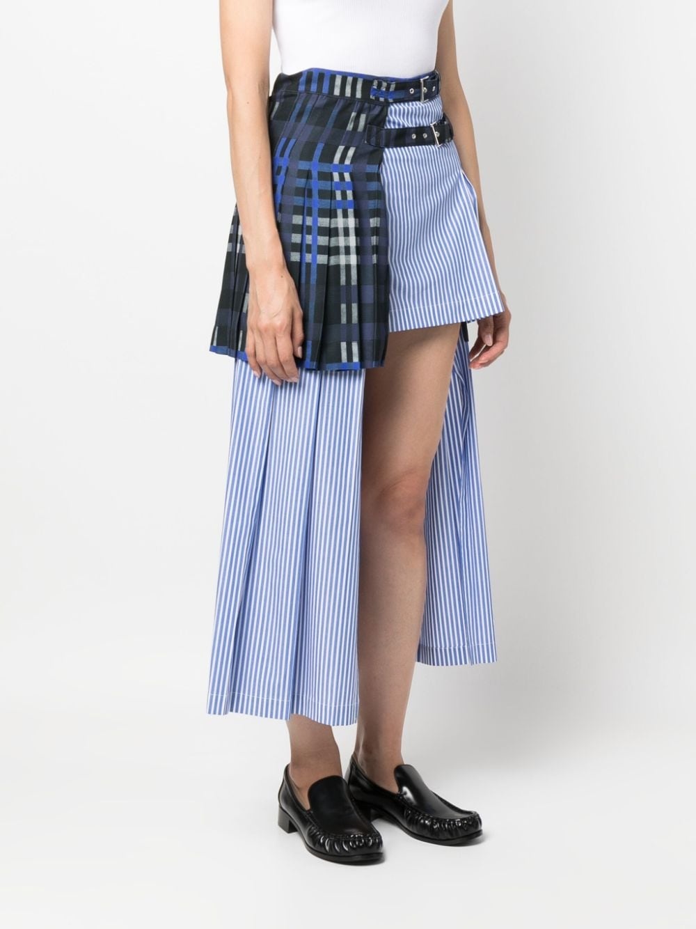 mix-print layered asymmetric midi skirt - 3