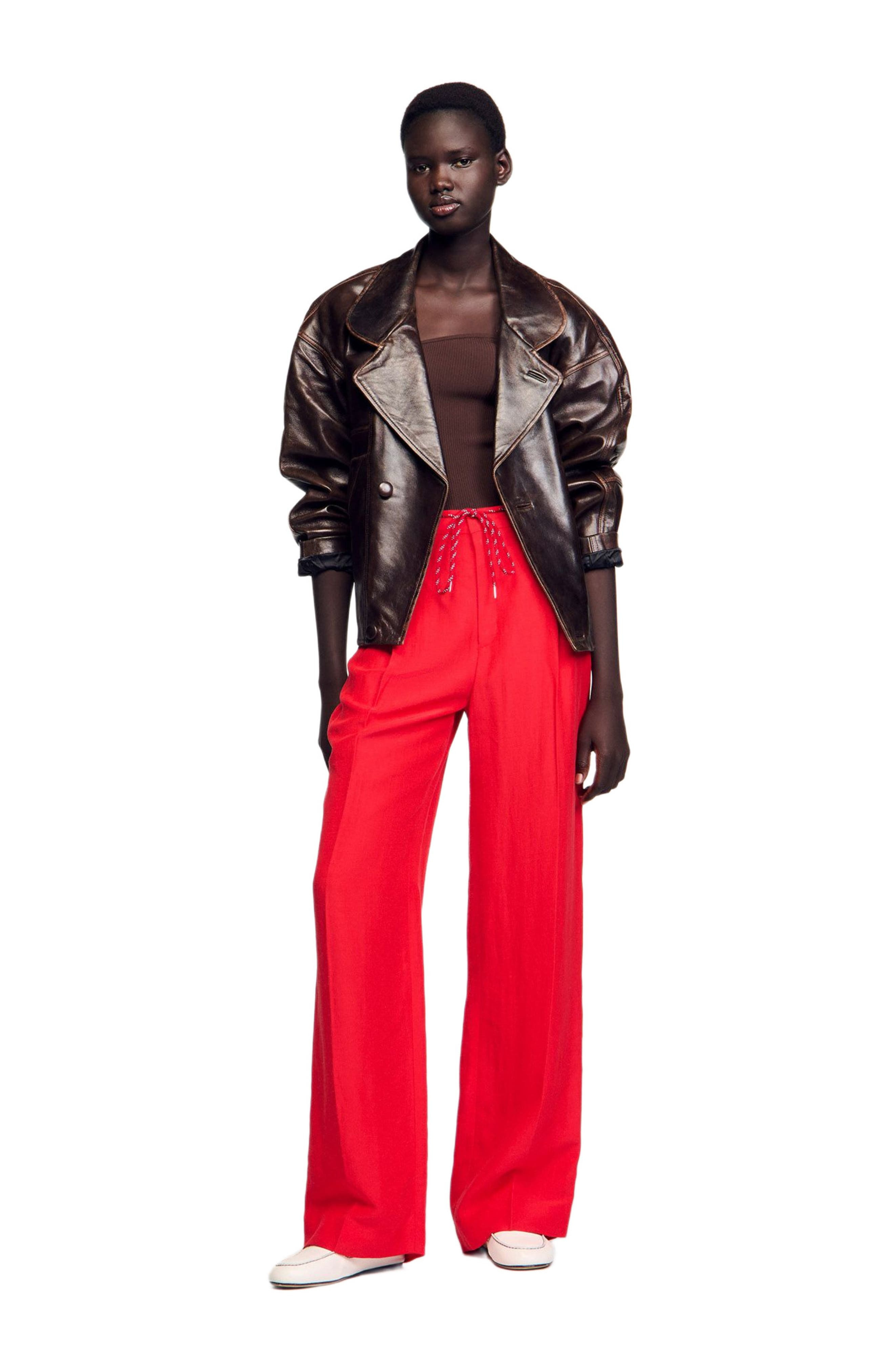 SANDRO Drawstring trousers in Red at Nordstrom - 6