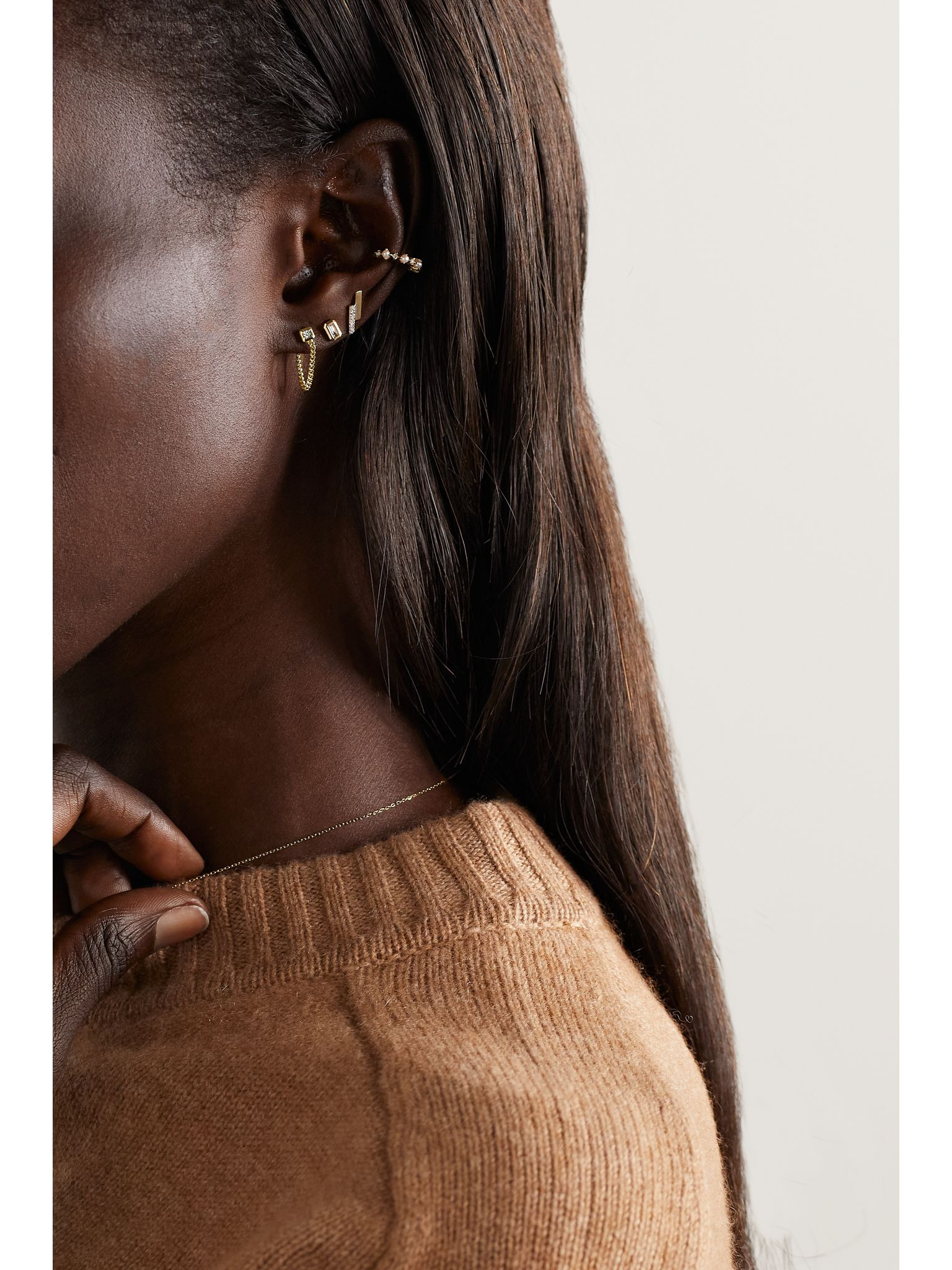 14-karat gold diamond earrings Gold - 4