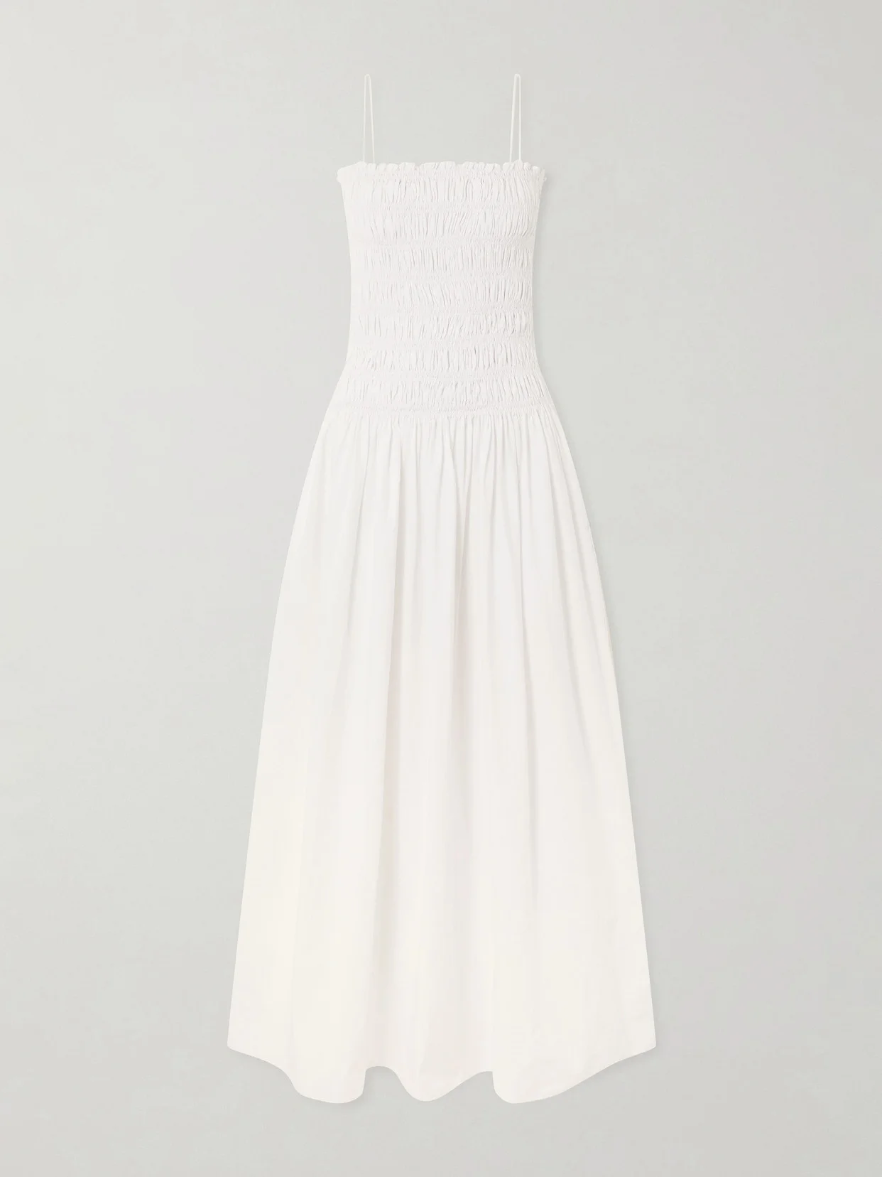 Shirred Organic Cotton Midi Dress - 1