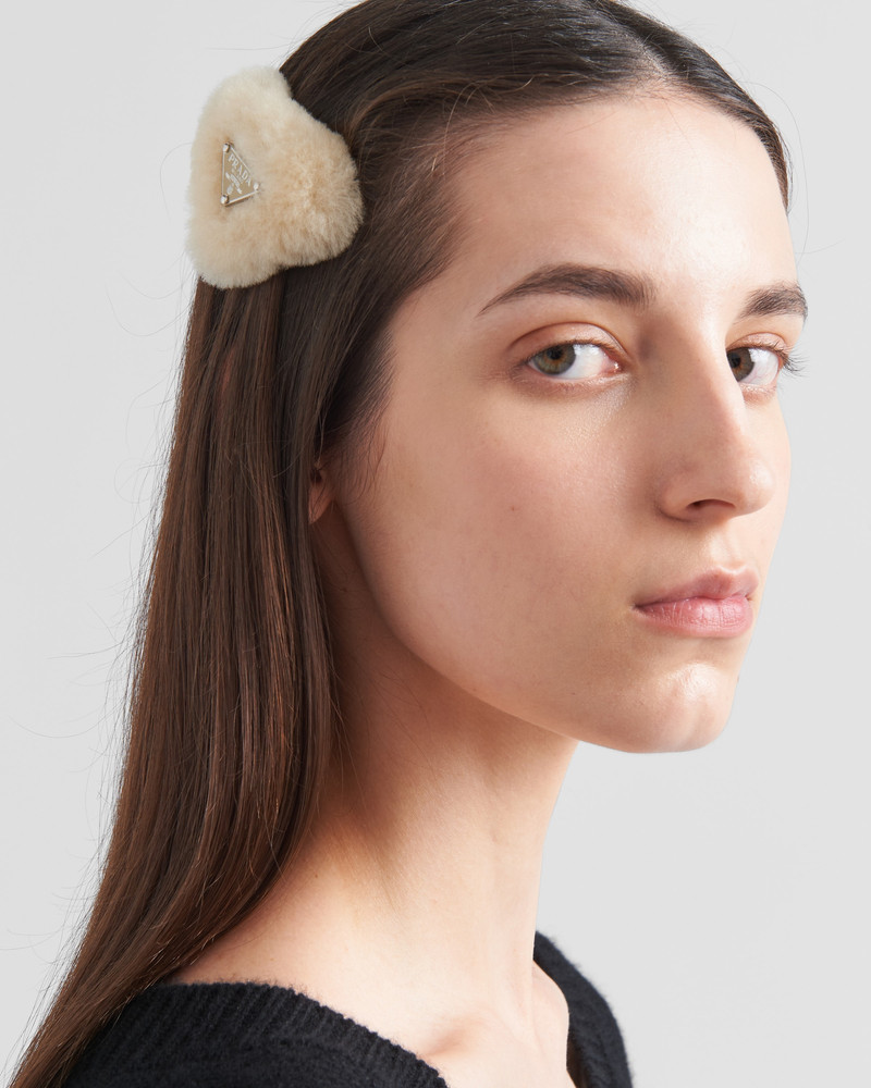Prada Shearling hair clip outlook