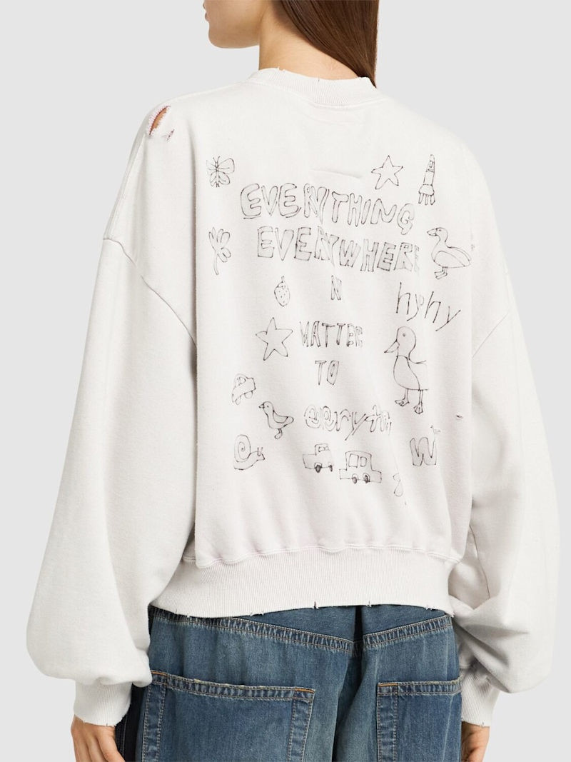 Maison MIHARAYASUHIRO Cat printed distressed cotton sweatshirt outlook
