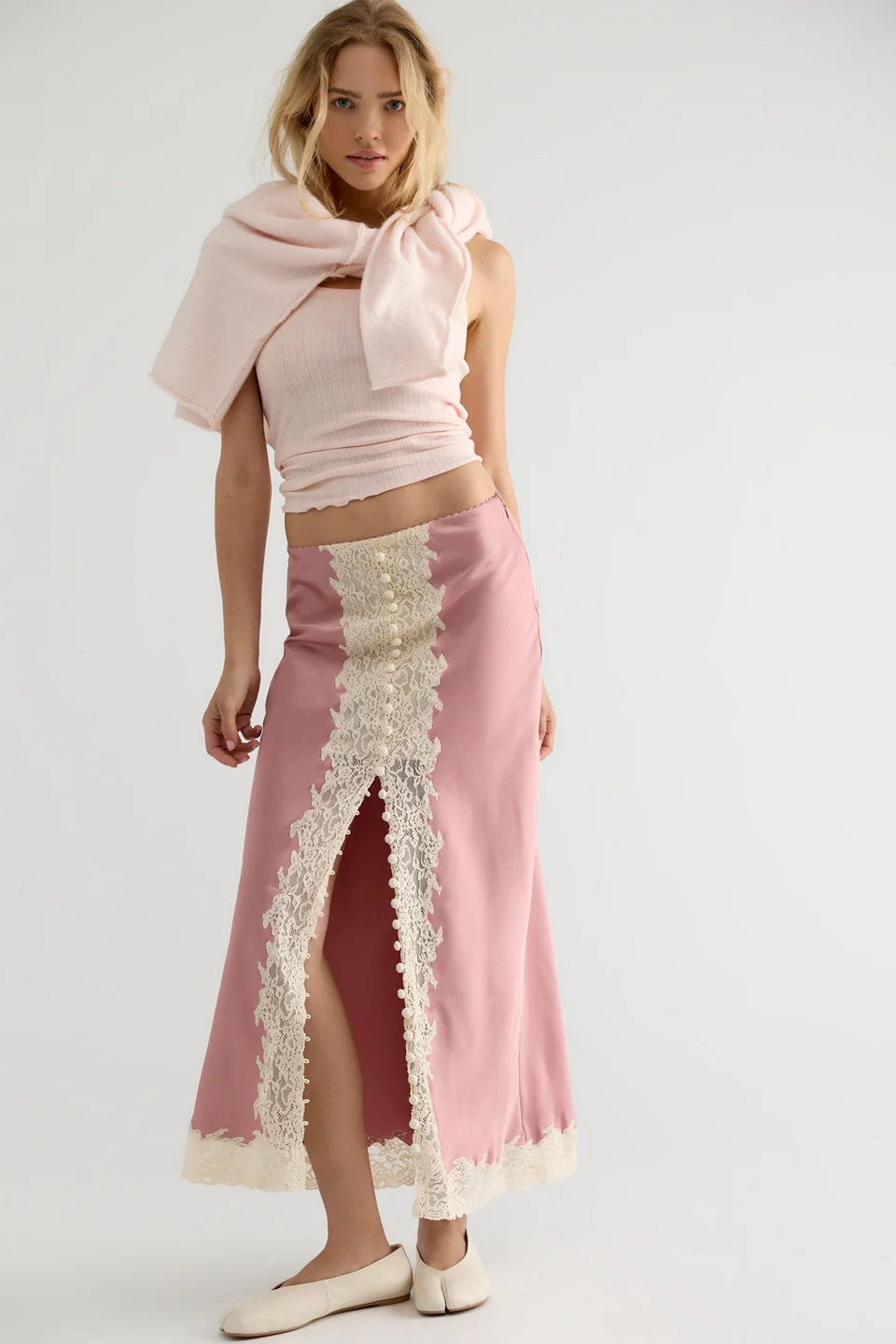 LoveShackFancy Tirelle Midi Slip Skirt - 1