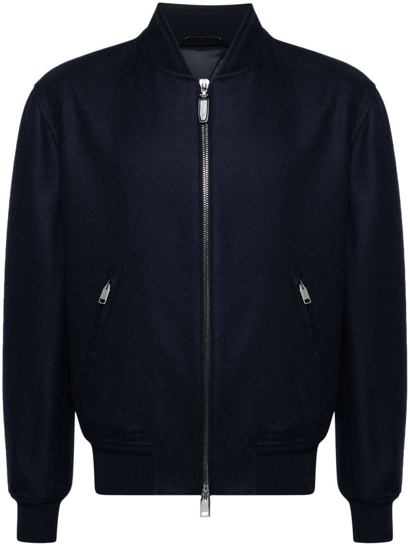 brushed-effect twill bomber jacket 1