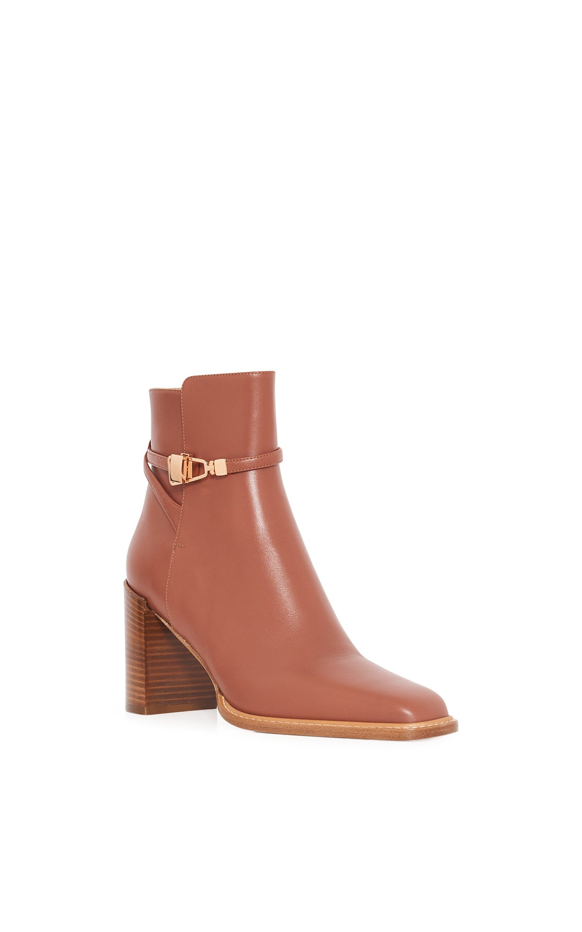 Nina Clasp Ankle Boot in Cognac Leather - 2