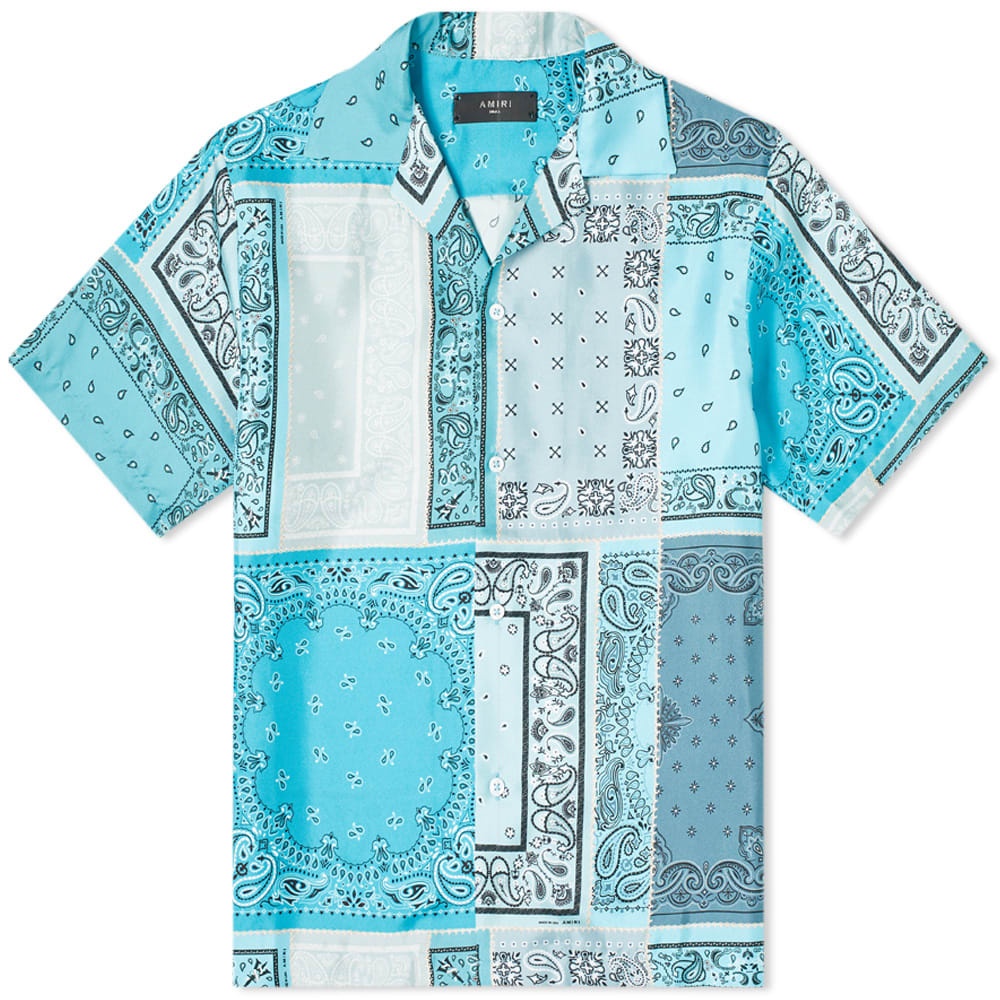 AMIRI Short Sleeve Reconstructed Silk Bandana Shirt - 1