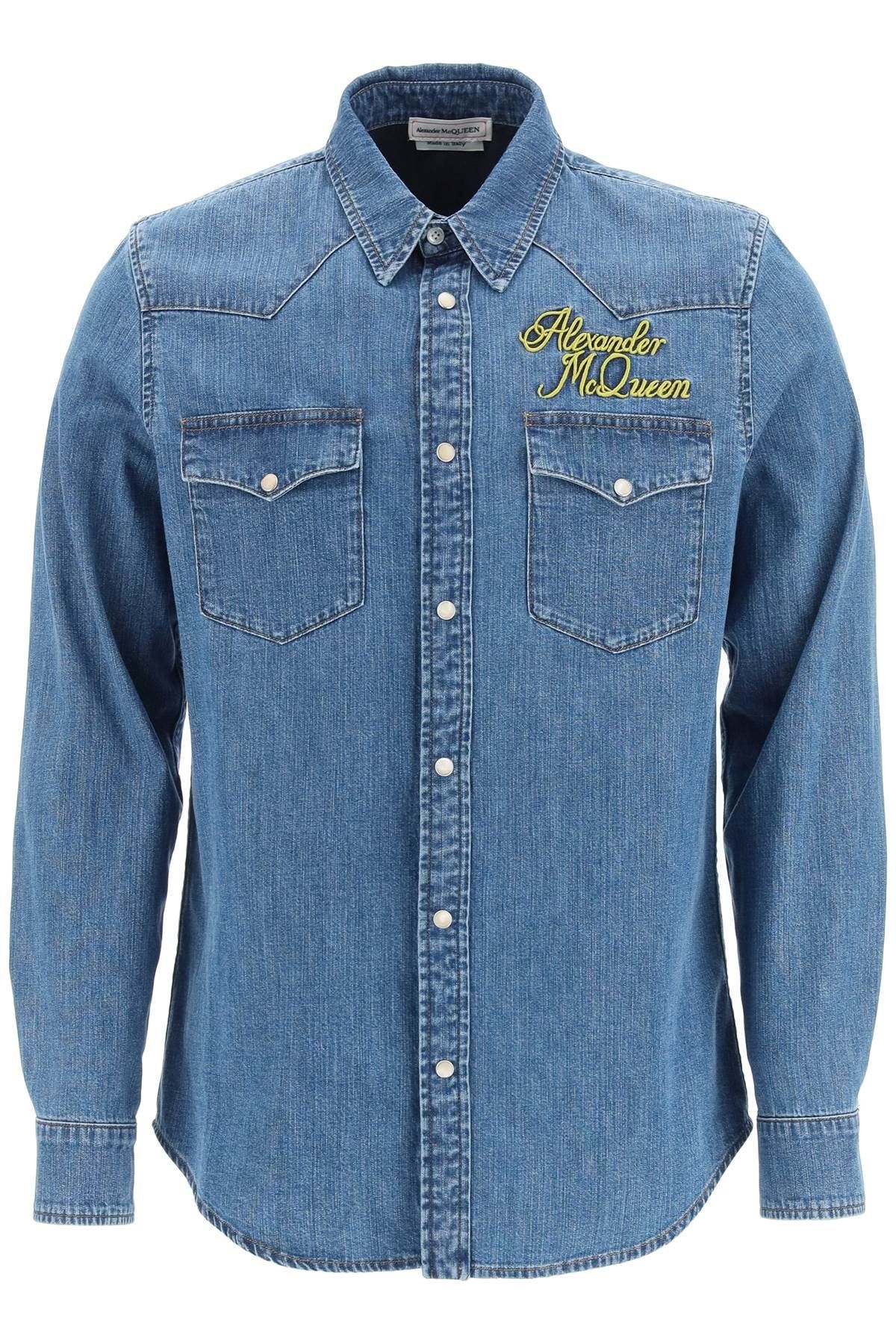 DENIM SHIRT WITH EMBROIDERED LOGO - 1