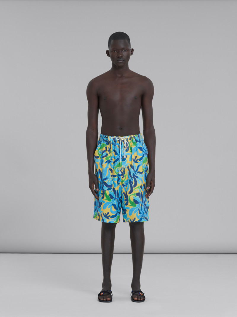 Marni MARNI X NO VACANCY INN - GAUZE SHORTS WITH CHIPPY FISHES PRINT outlook