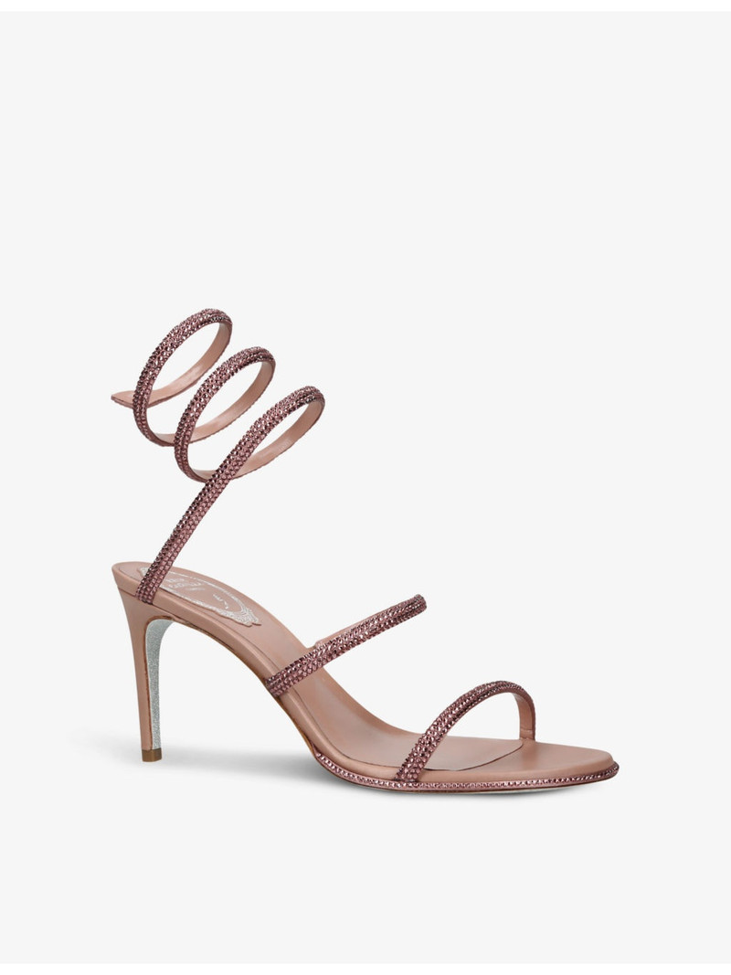 RENE CAOVILLA Cleo 80 crystal-embellished leather heeled sandals outlook