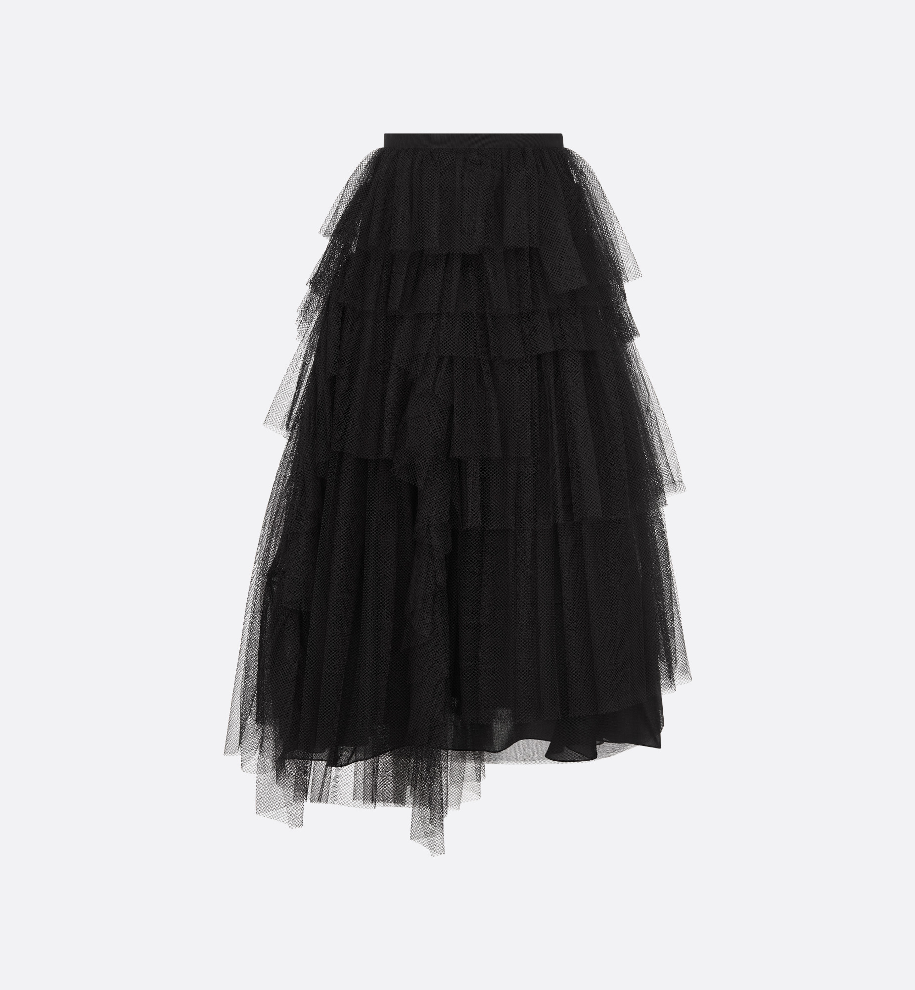 Mid-Length Asymmetric Ruffled Skirt - 1