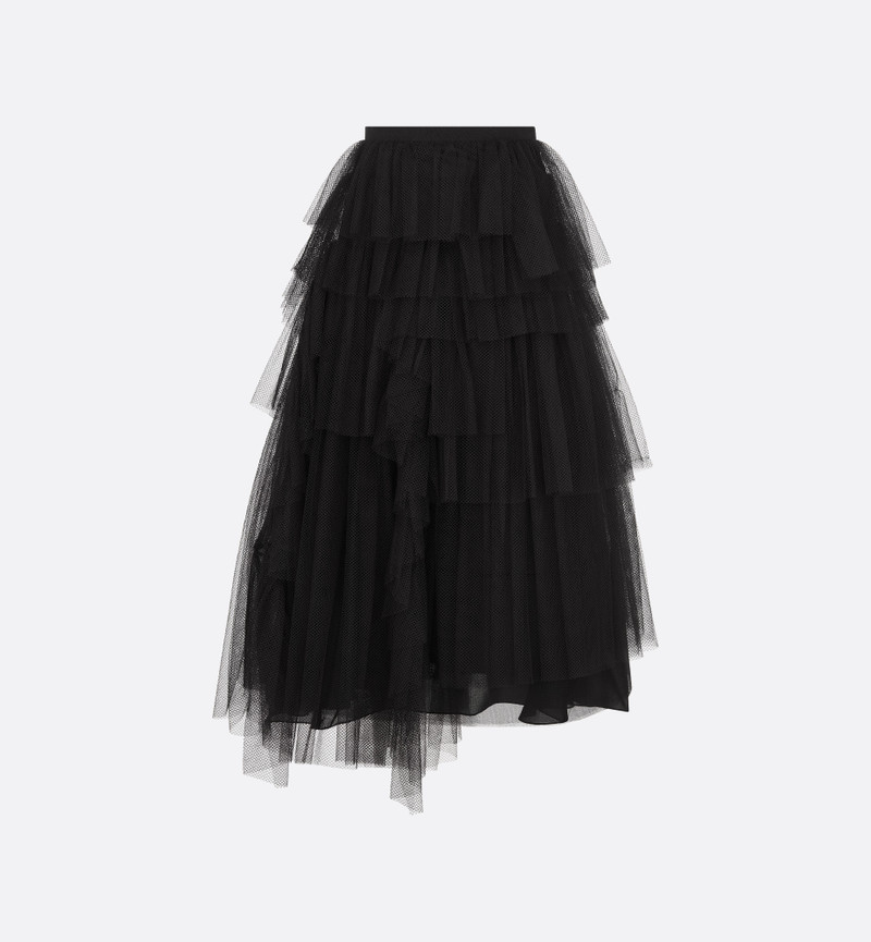 Mid-Length Asymmetric Ruffled Skirt 1