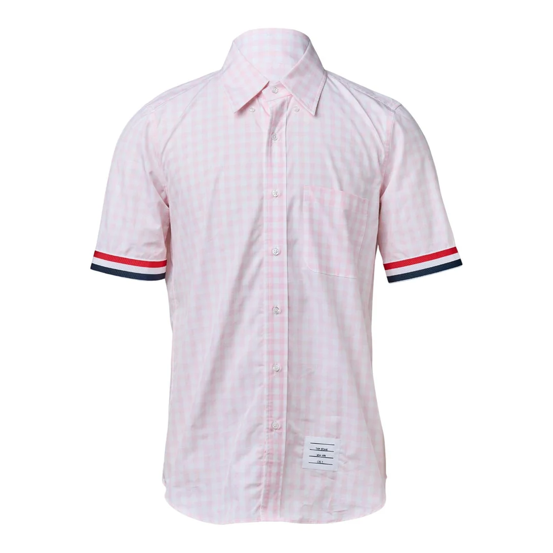 Gingham Check Poplin Short Sleeve Shirt Men - 1