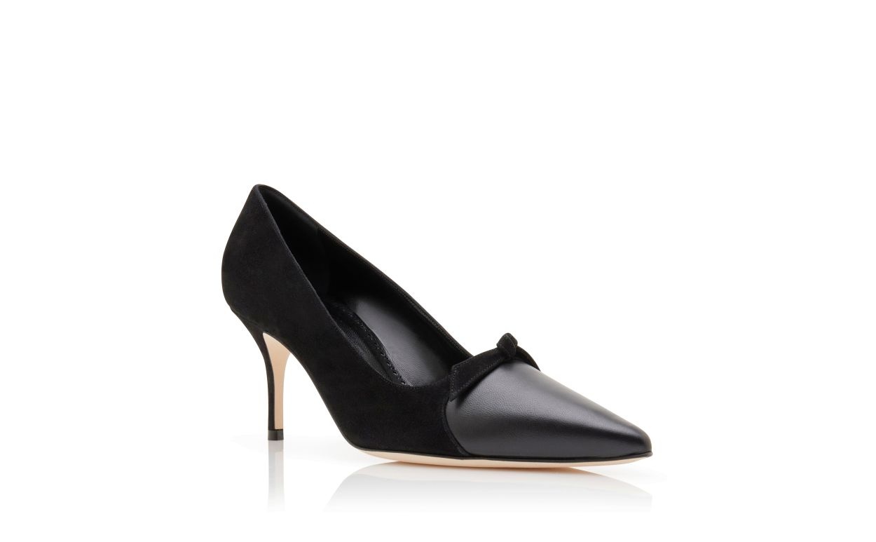 Black Suede Bow Detail Pumps - 3