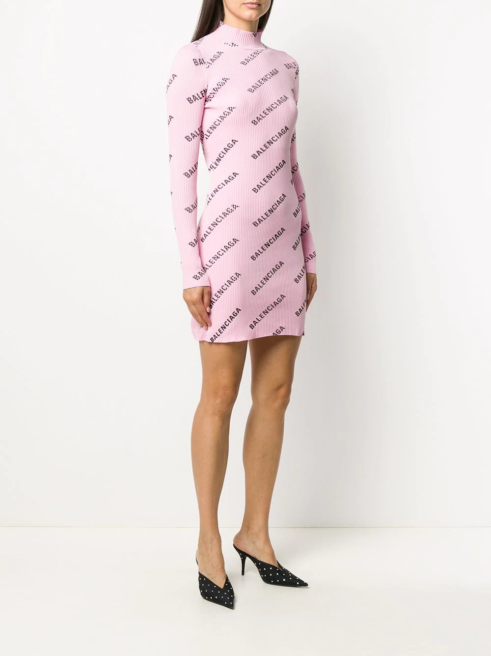 logo-print knit dress - 3