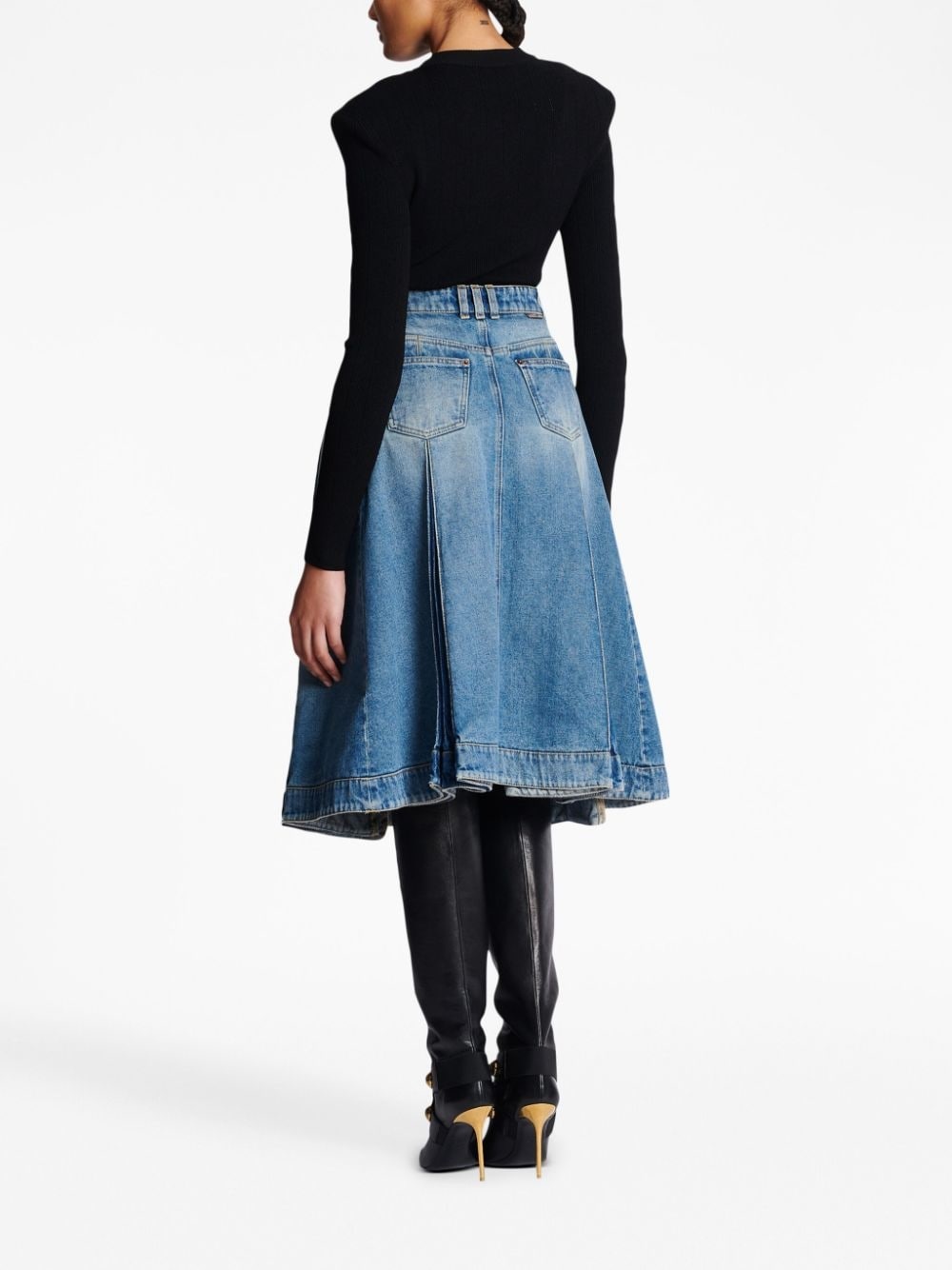 pleated denim skirt - 4