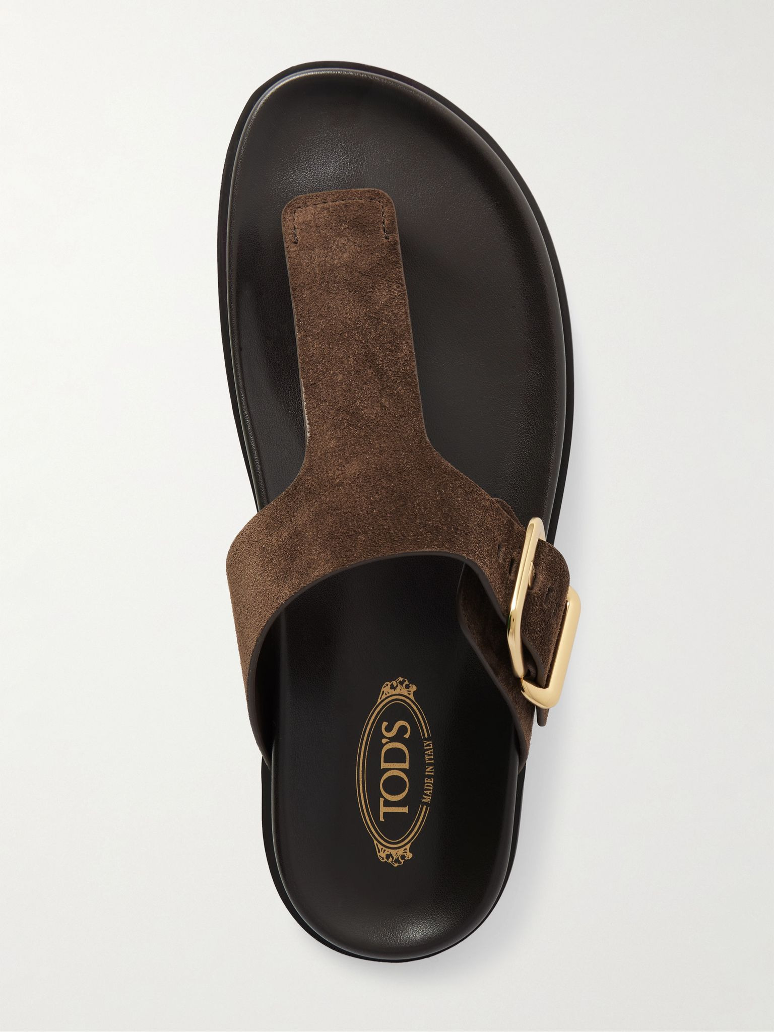 Buckled suede sandals Dark brown - 5