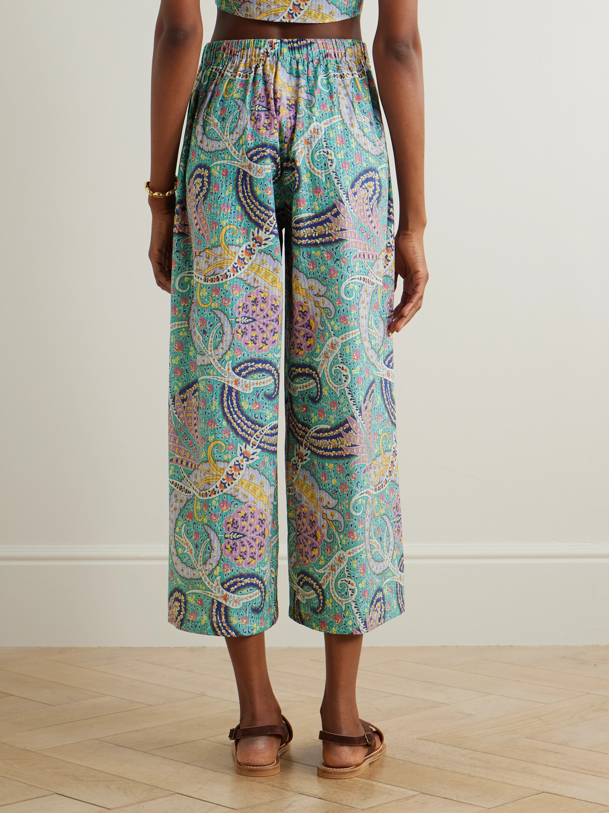 Paisley-print Cotton And Silk-blend Voile Wide-leg Pants - 3