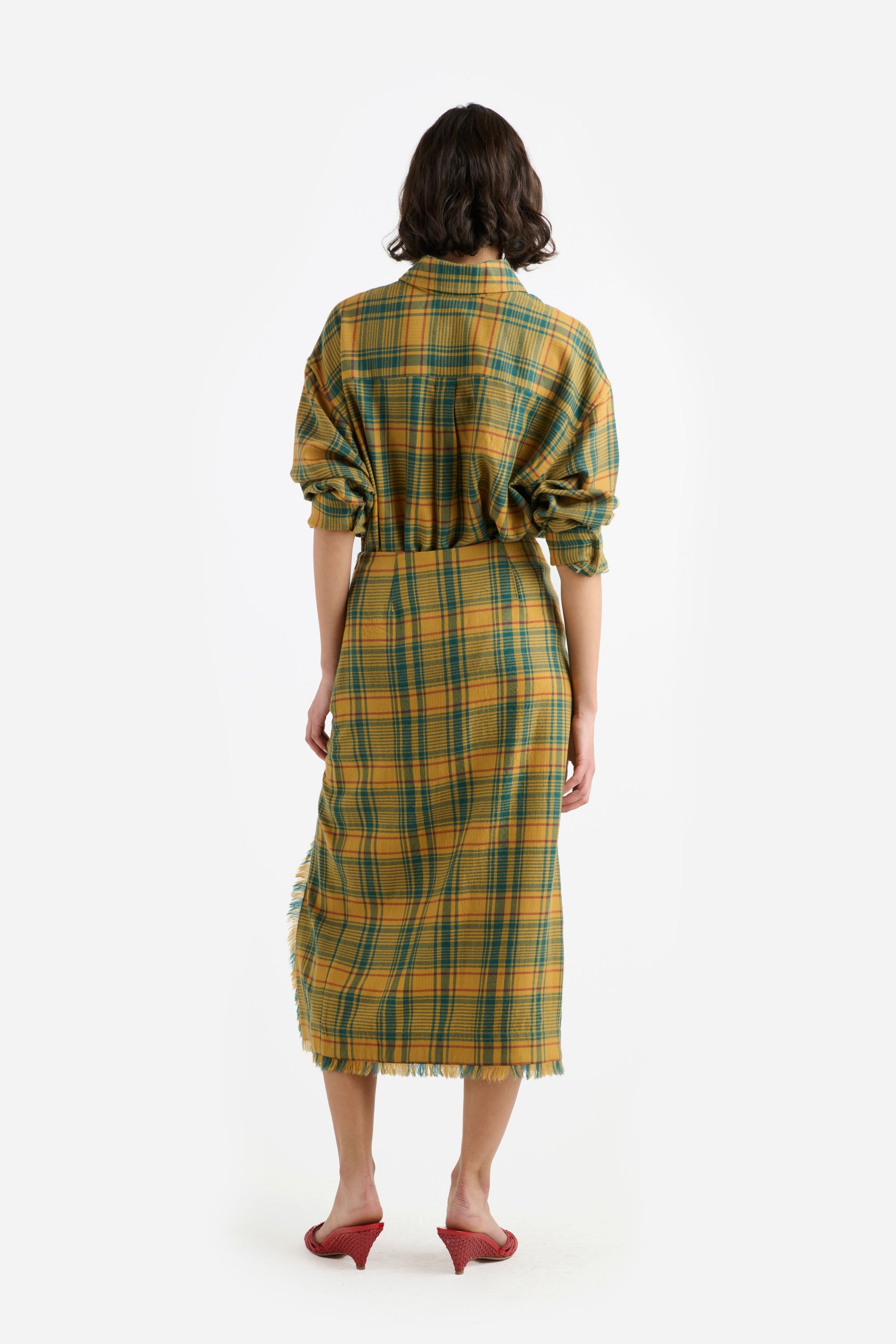 WOMEN'S PLAID PENCIL SKIRT - 3