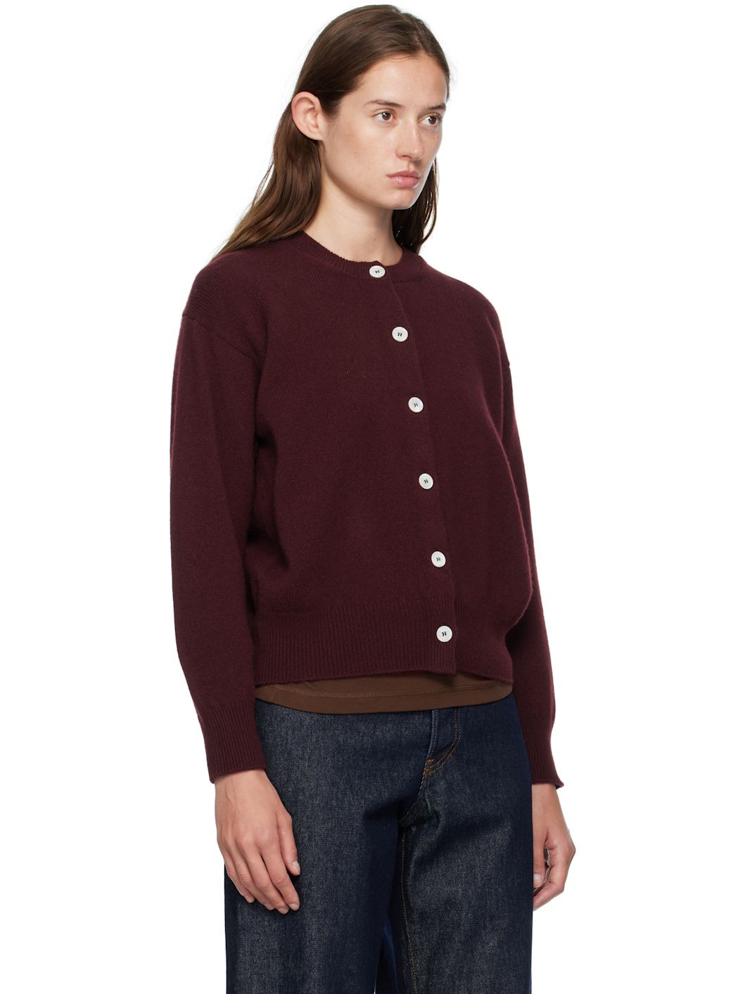 Burgundy Ada Crewneck Cardigan - 2