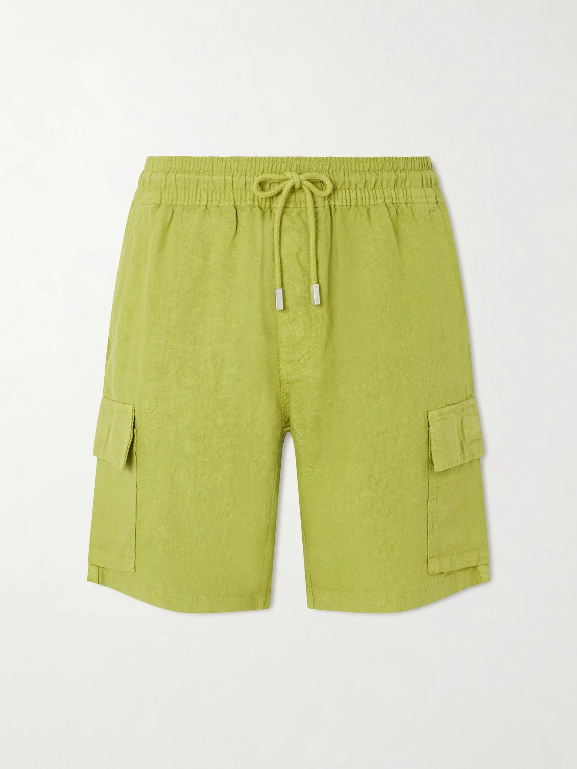 Straight-Leg Linen Drawstring Cargo Shorts - 1