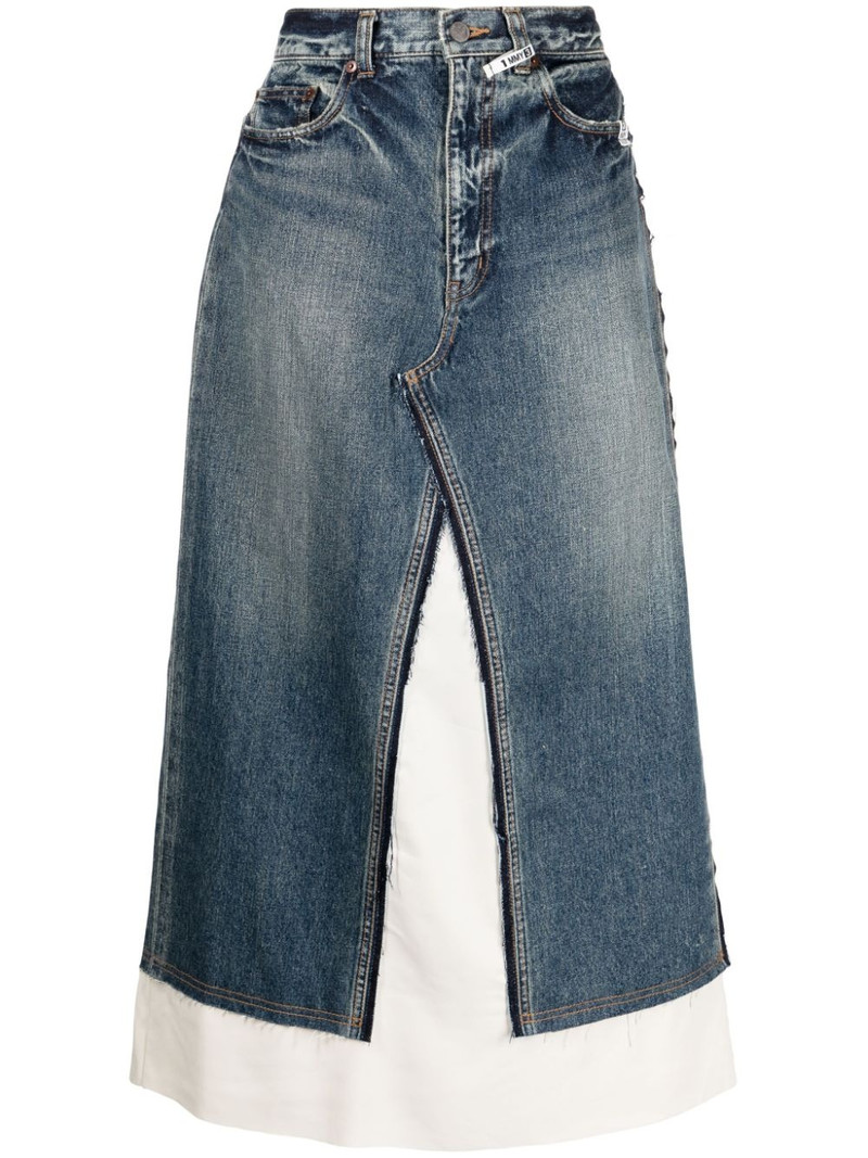 layered denim flared skirt 1