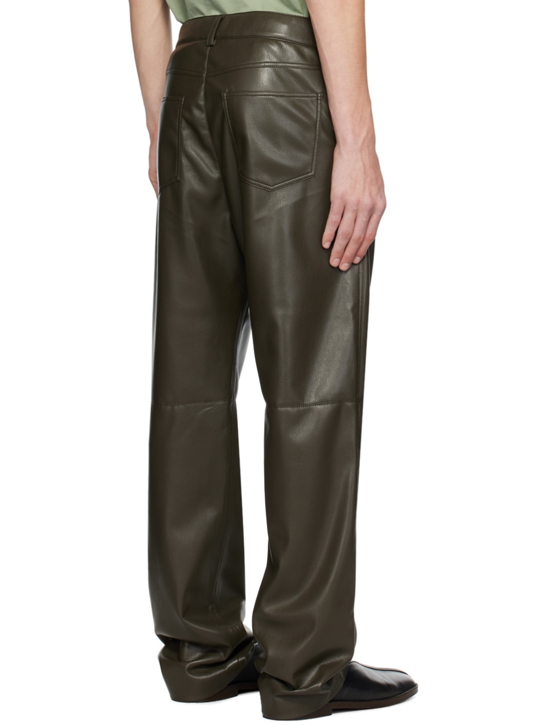 Gray Aric Vegan Leather Pants - 3