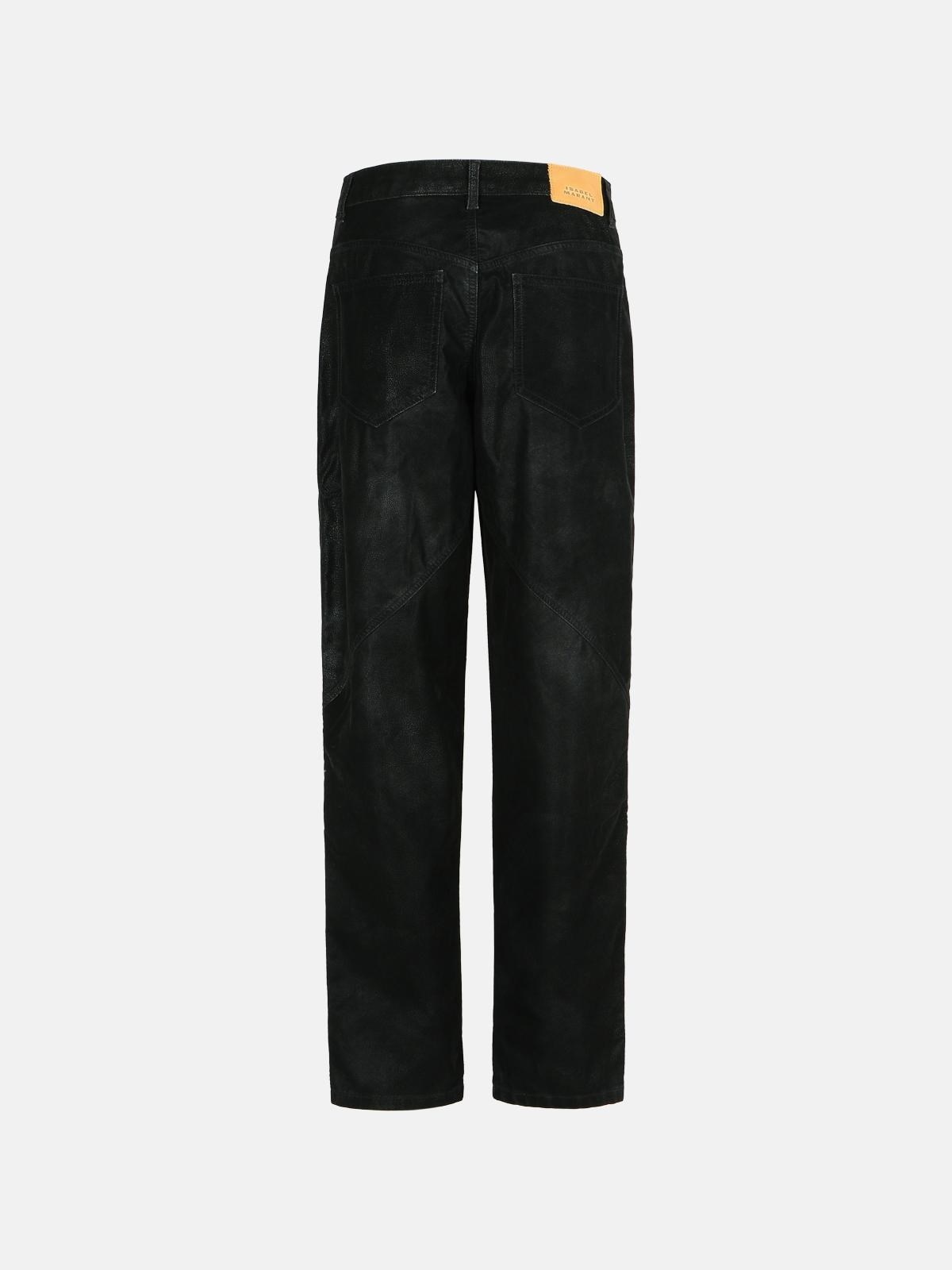 'KELVINA' BLACK FAUX LEATHER PANTS - 3