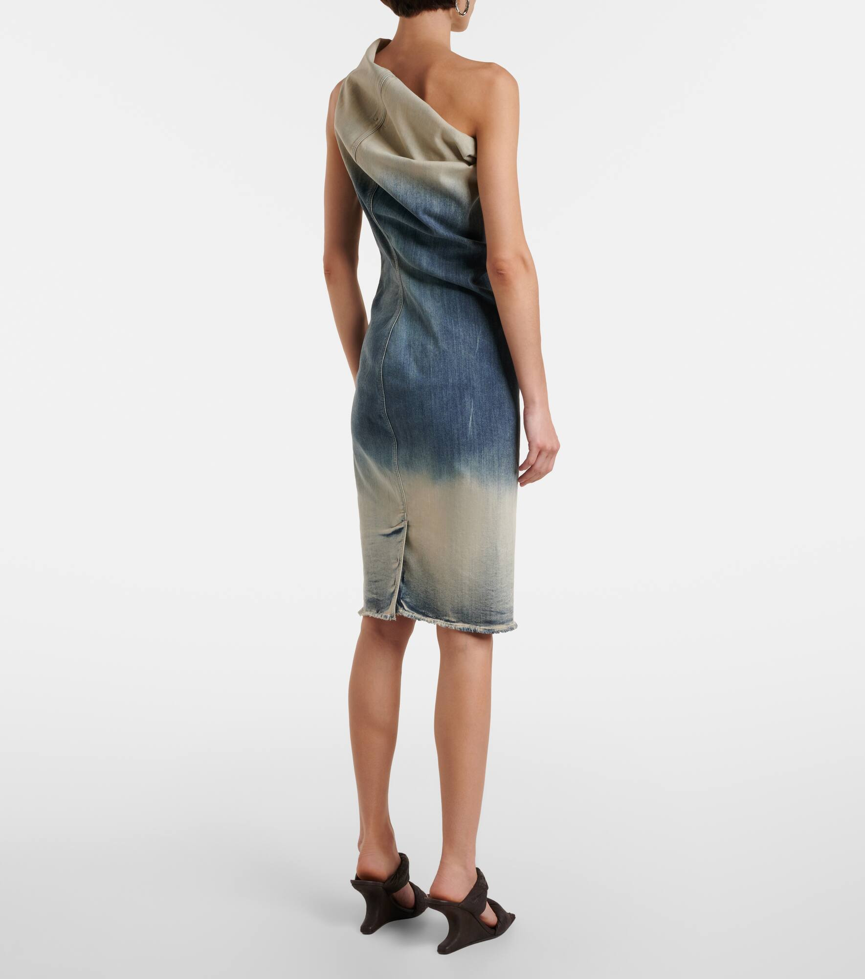 Athena one-shoulder denim midi dress - 3