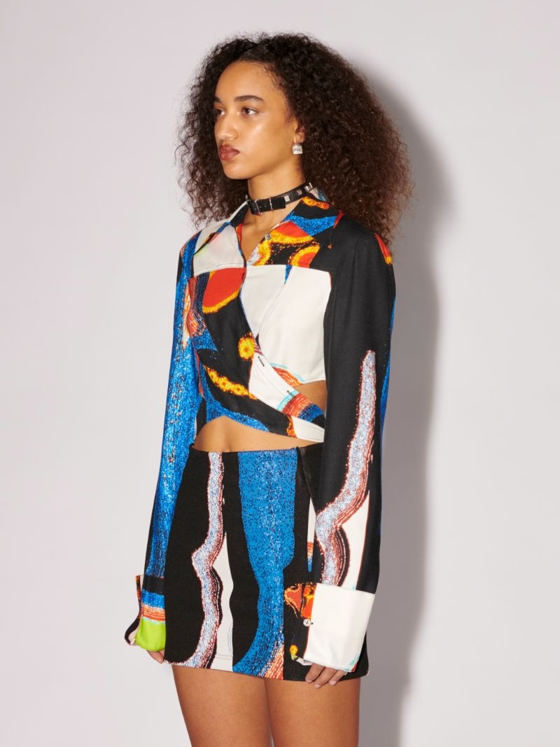 PRINTED WRAPPED CROP SHIRT - 5
