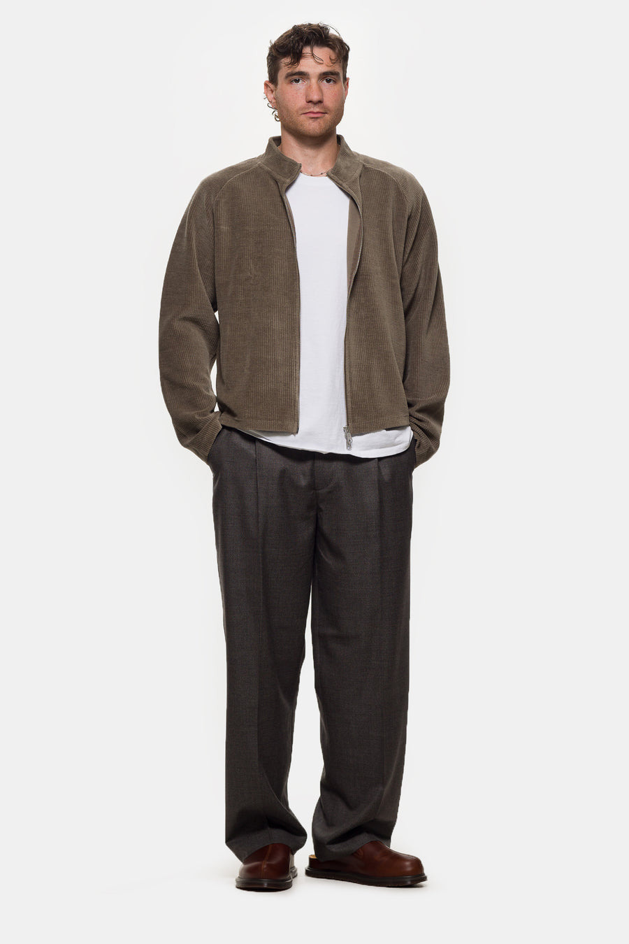 Service Trouser in Warm Grey Twist Wool - 2