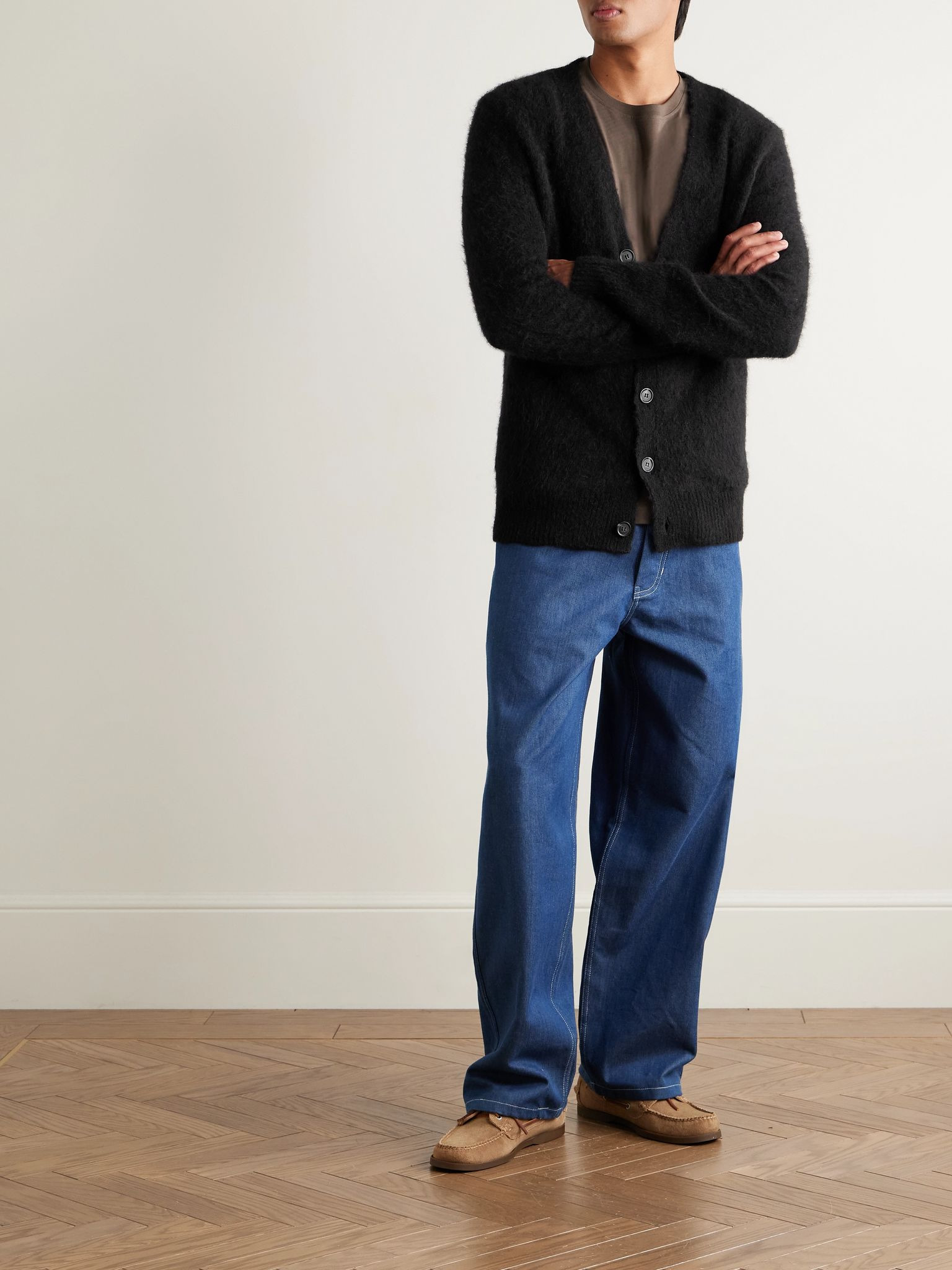 Davis Brushed Alpaca-Blend Cardigan Black - 2