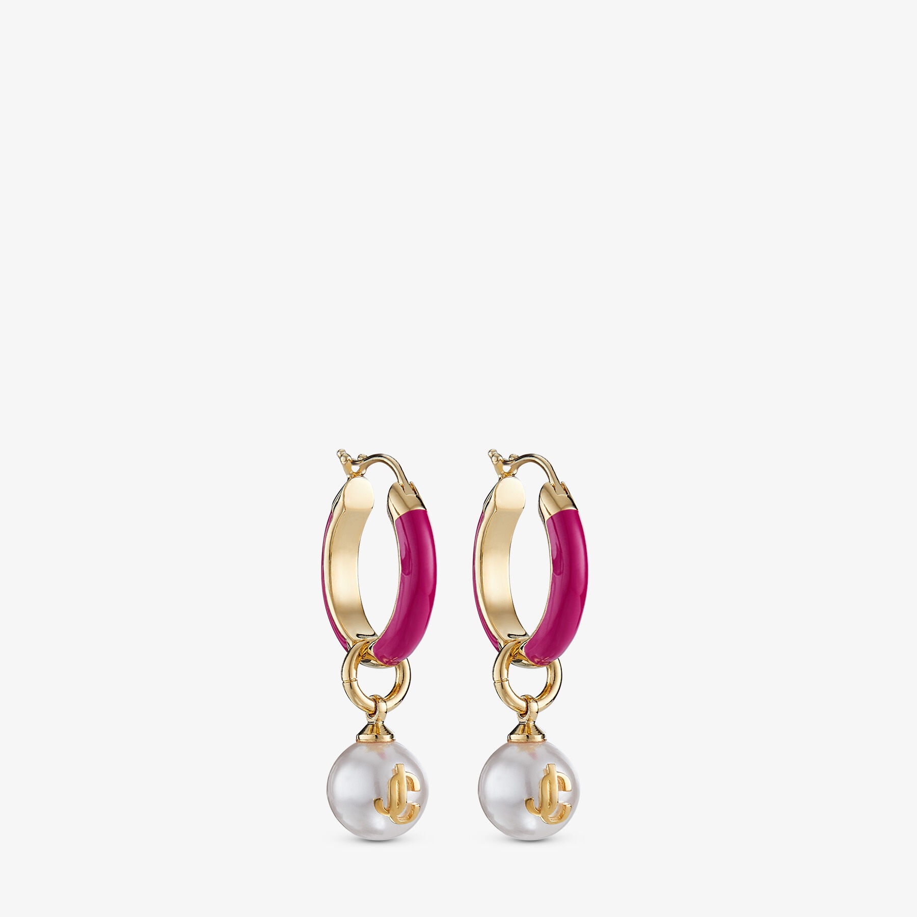 Pearl Hoops
Gold-Finish Metal and Fuschia Pearl Hoop Earrings - 4