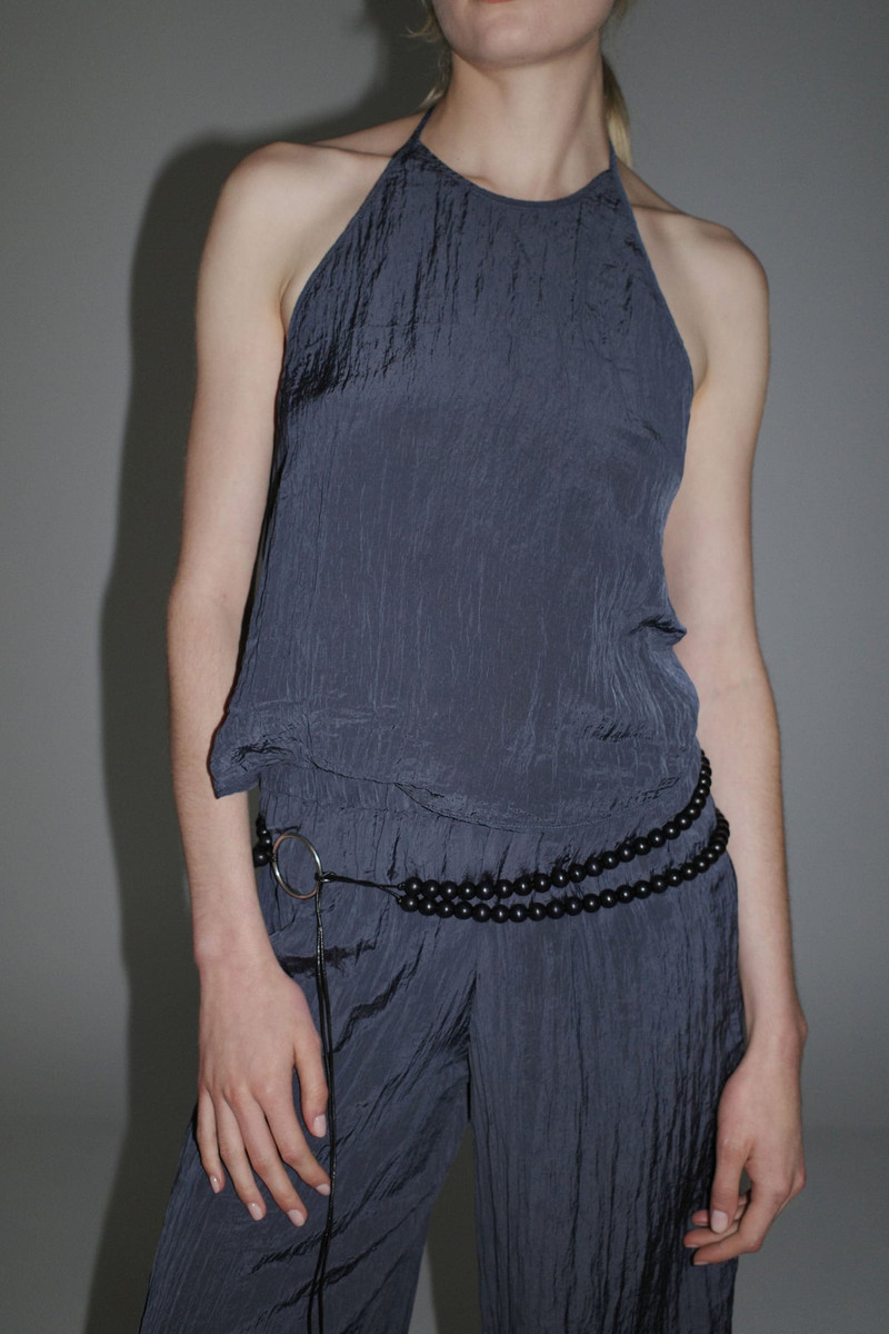 Crinkle Halter Top - Ink 7