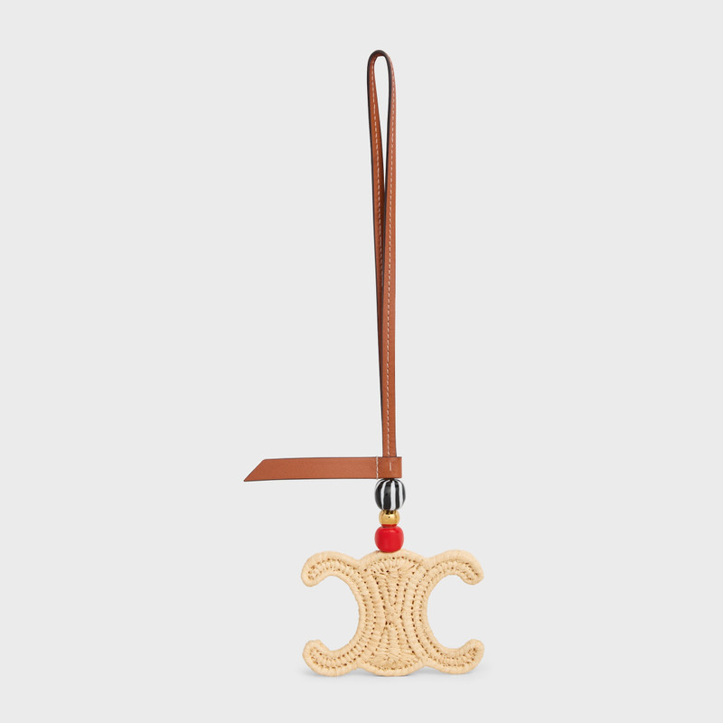 TRIOMPHE CHARM IN RAFFIA AND NATURAL CALFSKIN 4