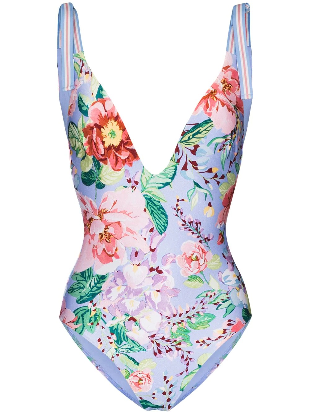 Deep V-neck floral swimsuit  - 1