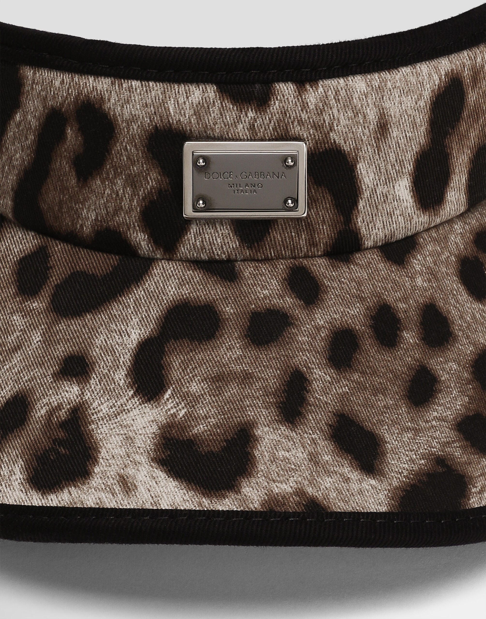 Leopard-print cotton visor with logo - 3