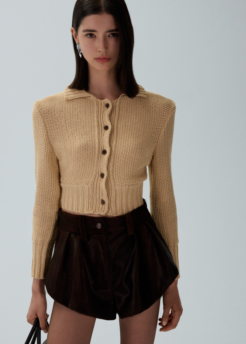 MAGDA BUTRYM Collared cotton cardigan in beige outlook