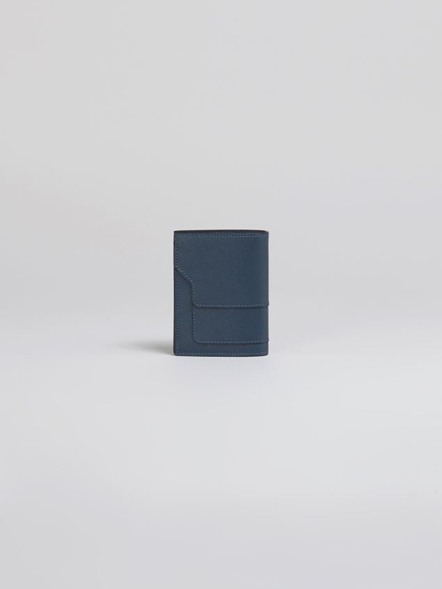 BLUE SAFFIANO LEATHER YEN AND USD BI-FOLD WALLET - 3
