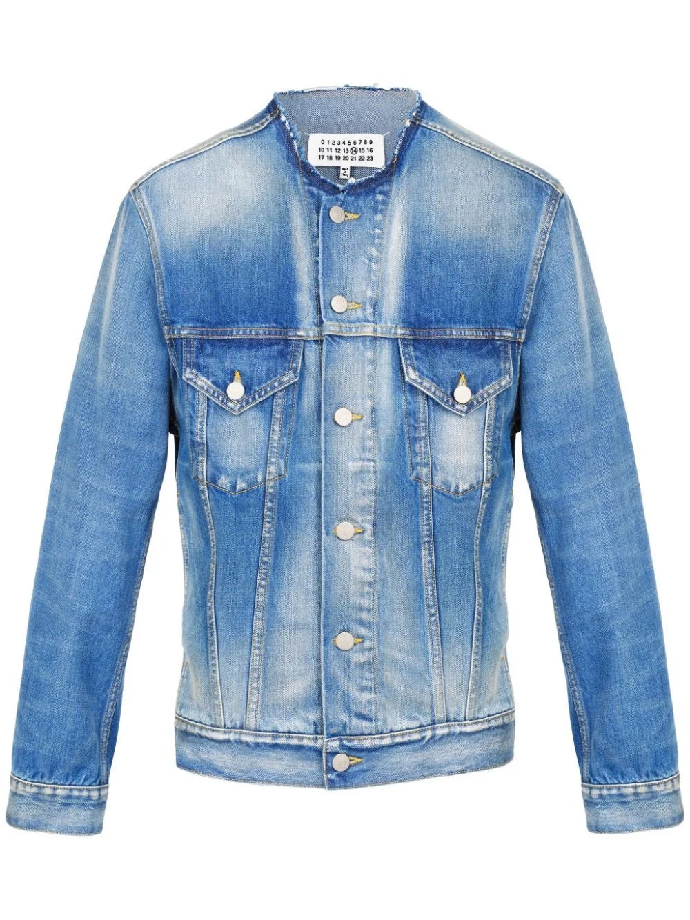 collarless denim jacket - 1