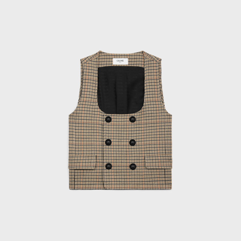 double-breasted vest in houndstooth wool 1