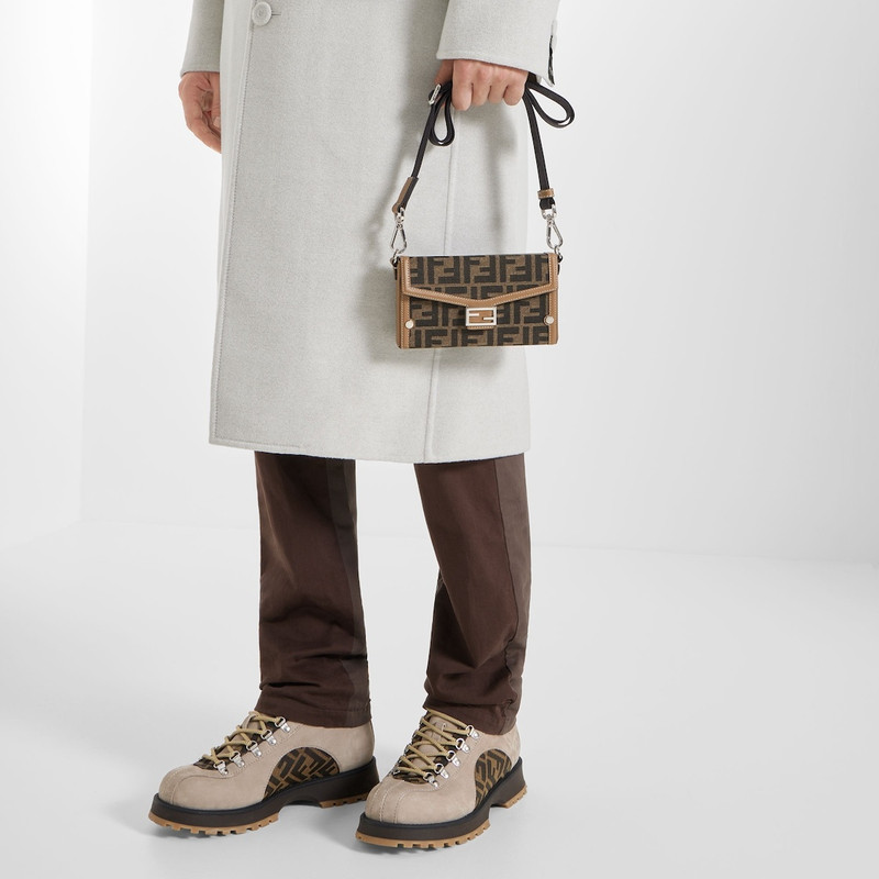 FENDI Beige nubuck leather ankle boots outlook