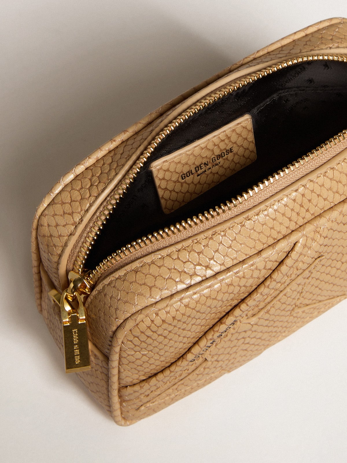 Mini Star Bag in beige snake-print leather - 5