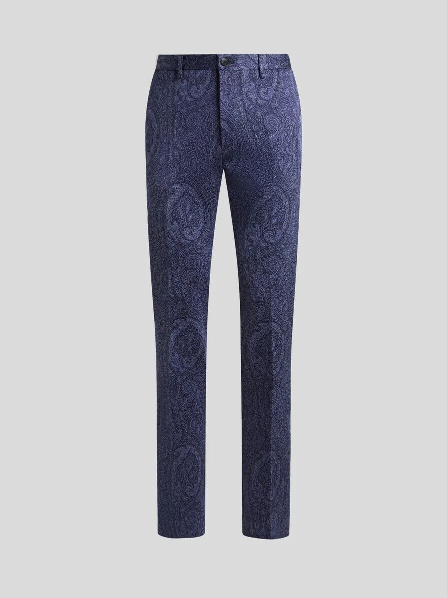 COTTON-BLEND JACQUARD TROUSERS WITH ARNICA MOTIF - 1